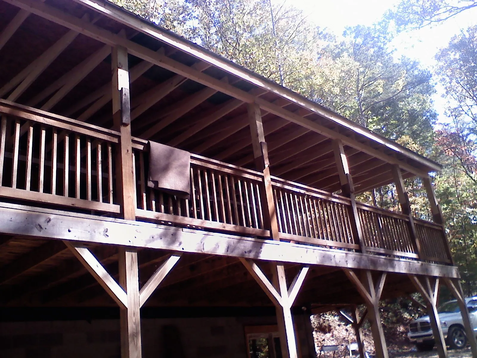Timber framing under a new elevated porch and deck — Roof Leak Repair in Montgomery Creek by Roofing Brothers